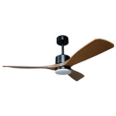 Mennyezeti ventilátor és lámpa, 3 lapát (18W/1440lm) CCT, távirányítóval, fekete - dió
