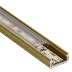 Type-D Arany - Alumínium U profil LED szalagos világításhoz 16x6 mm (Átlátszó búrával)