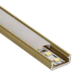 Type-D Arany - Alumínium U profil LED szalagos világításhoz 16x6 mm (Félig átlátszó búrával)