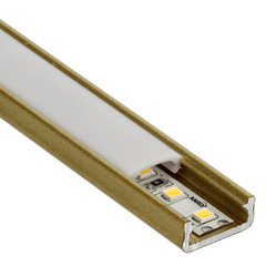 Type-D Arany - Alumínium U profil LED szalagos világításhoz 16x6 mm (Opál búrával)