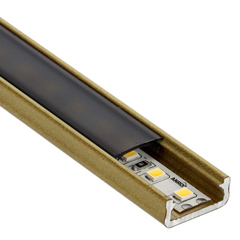 Type-D Arany - Alumínium U profil LED szalagos világításhoz 16x6 mm (Fekete PMMA búrával)