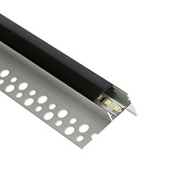 ALP-057 - TILE-EDGE Ezüst - Lépcsővilágító profil LED szalaghoz (Fekete búrával)