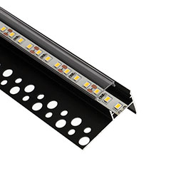 ALP-056 - TILE-EDGE Fekete - Lépcsővilágító profil LED szalaghoz (Átlátszó búrával)