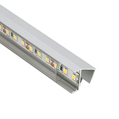 GLASS SHELF Ezüst - üvegpolc profil LED szalaghoz (Átlátszó búrával)