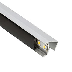 GLASS SHELF Ezüst - üvegpolc profil LED szalaghoz (Fekete búrával)