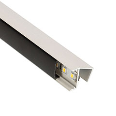 GLASS SHELF Fehér - üvegpolc profil LED szalaghoz (Fekete búrával)