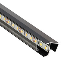 GLASS SHELF Fekete - üvegpolc profil LED szalaghoz (Átlátszó búrával)