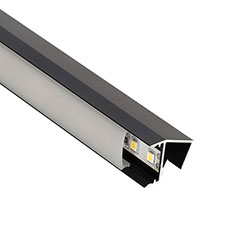 GLASS SHELF Fekete - üvegpolc profil LED szalaghoz (Opál búrával)