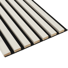 - Fa hatású, hangszigetelő lamella falburkolat, filc hátlappal (260 cm x 30 cm x 1.7 cm) - erezett fehér