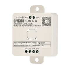 Smart SPI LED vezérlő digitális (DRGB) LED szalagokhoz (futófény) Wifi + Bluetooth + 2.4G RF vezérlés, fehér