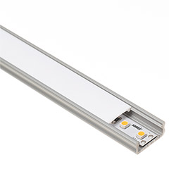 Type-D Ezüst - Alumínium U profil LED szalagos világításhoz 16x6 mm (Opál PMMA búrával)