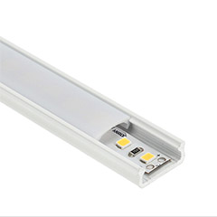 Type-D Fehér - Alumínium U profil LED szalagos világításhoz 16x6 mm (Opál PMMA búrával)