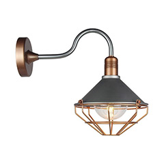 Industrial kültéri oldalfali lámpatest IP65 (E27) matt szürke-rose gold