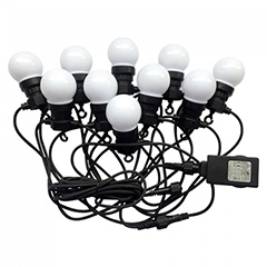 Party LED fényfüzér, kültéri - opál gömb izzókkal (10 db izzó, 5 méter, 5 Watt) hideg fehér