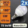 LED lámpa E14 (COB LED/6W/180°) - R45 term. fehér (2 db)