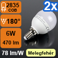 LED lámpa E14 (COB LED/6W/180°) - R45 meleg fehér (2 db)
