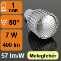 LED lámpa GU10 (COB LED/7W/50°) meleg fehér