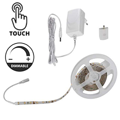 LED szett: meleg fehér kültéri LED szalag + tápegység + érintős kapcsoló (150 cm)