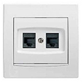 RJ45 számítógép aljzat dupla, Cat5e, komplett (Anya) fehér