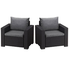 California duo műrattan fotel grafit színben (2db) - Ajándék szürke párnákkal!