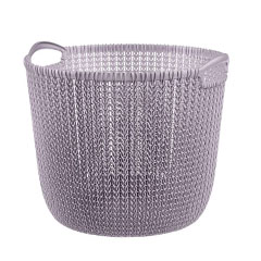 Knit kötött hatású kerek kosár (L) - Lila