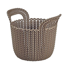 Knit kötött hatású kerek kosár (XS) - Barna