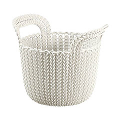 Knit kötött hatású kerek kosár (XS) - Bézs
