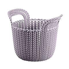 Knit kötött hatású kerek kosár (XS) - Lila