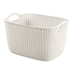 Knit kötött hatású kosár (L) - Fehér