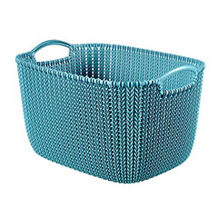 Knit kötött hatású kosár (L) - Tűrkiz