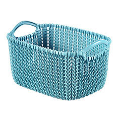 Knit kötött hatású kosár (S) - Tűrkiz