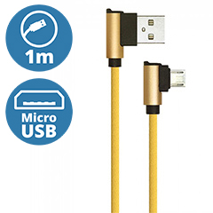 Diamond L alakú USB - Micro USB nejlon-szövetkábel (1 méter) arany - USB 2.0