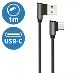 Diamond L alakú USB - USB-C nejlon-szövetkábel (1 méter) fekete - USB 2.0