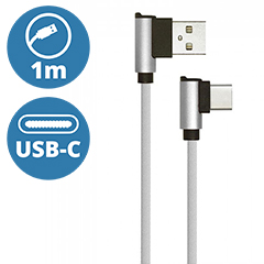 Diamond L alakú USB - USB-C nejlon-szövetkábel (1 méter) szürke - USB 2.0