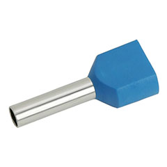 Vezetékre erősíthető érvéghüvely dupla 2x2.5 mm2 vezetékekhez, kék (100 db)
