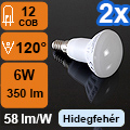 LED lámpa E14 (COB5630x12/6W/120°) hideg fehér VT (2 db)