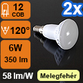 LED lámpa E14 (COB5630x12/6W/120°) melegf. VT (2 db)