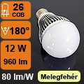 LED lámpa E27 (COB 3016x26/12Watt/180°) meleg fehér