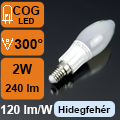 LED lámpa E14 Filament (2W/300°) Gyertya - hideg fehér