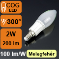 LED lámpa E14 Filament (2W/300°) Gyertya - meleg fehér