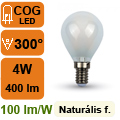 LED lámpa E14 Filament (4W/300°) Kisgömb - term. fehér