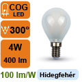 LED lámpa E14 Filament (4W/300°) Kisgömb - hideg fehér