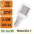 LED lámpa E14 (COB2835x16/2.6W/270°) term. fehér opál