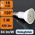 LED lámpa E14 (COB5630x15/5W/120°) hideg fehér