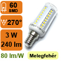 x.LED lámpa E14 (SMD3528x60/3W/270°) meleg fehér
