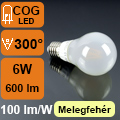 LED lámpa E27 Filament (6W/300°) Körte - meleg fehér OP