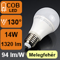 LED lámpa E27 (14W/130°) Körte - meleg fehér Kifutó!