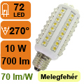 x. LED lámpa E27 (SuperFluxLEDx72/10W/270°) meleg fehér