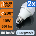 LED lámpa E27 (COB 5630/10W/200°) hideg fehér (2 db)