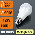 LED lámpa E27 (COB 5630/12Watt/200°) meleg fehér